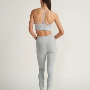 Alo Yoga Alosoft Ribbed Crop Calm Tank Heather Gray XS MSRP $68